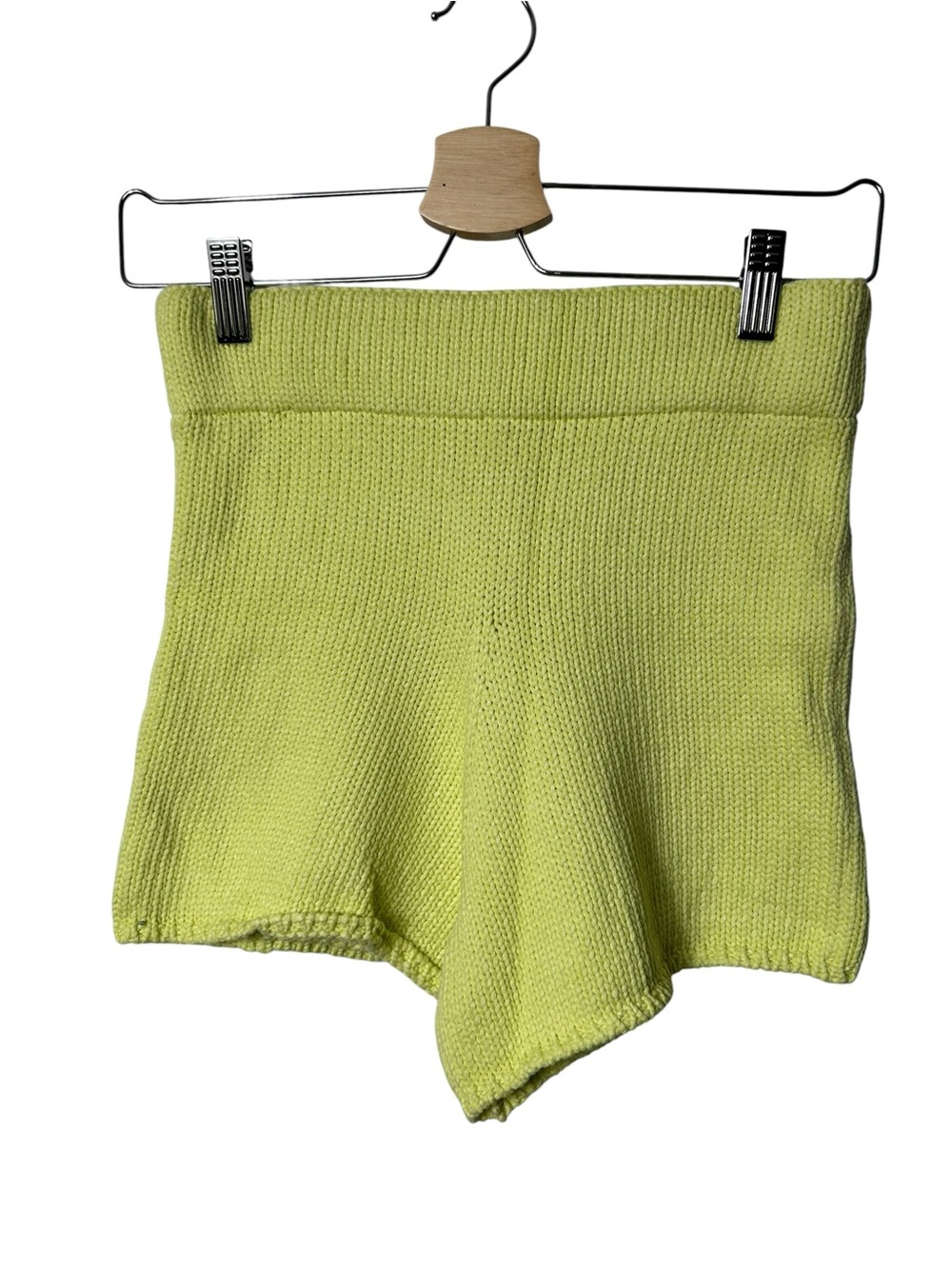 Zara Lime Green High-Waist Knit Shorts S Fashion-Forward Fun - Picture 1 of 7